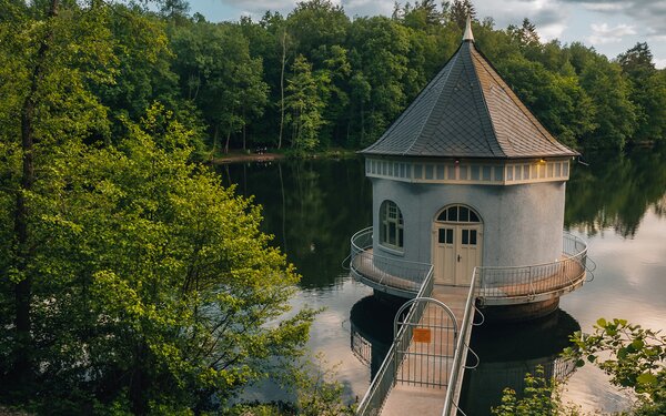 Pumpenhaus im Itzenplizer Weiher, Foto: Fabian Hoppstädter