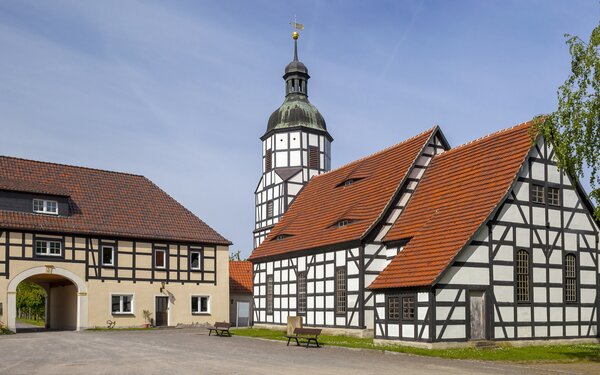 Gut Saathain Fachwerkkirche, Foto: Andreas Franke, LK EE, Lizenz: Andreas Franke, LK EE