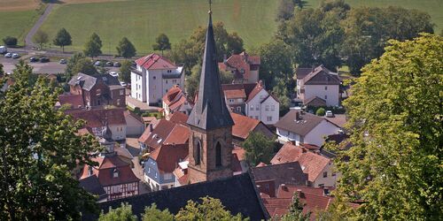 Ausblick von der Burgruine Stolzenberg, Foto: Spessart Tourismus und Marketing GmbH