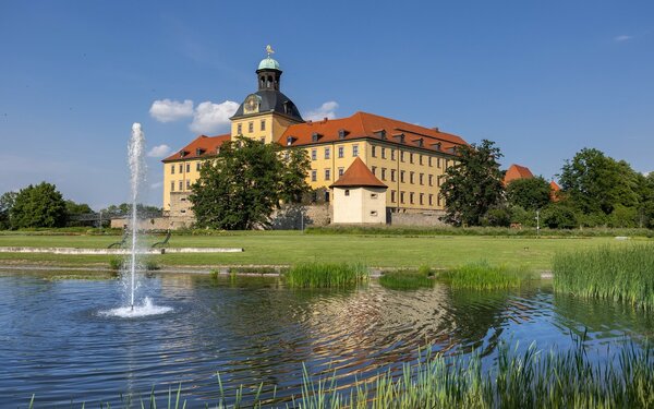 Schlosspark Moritzburg Zeitz, Johannisteich mit Schloss, Foto: Rene Weimer