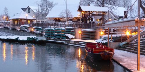 Winterlicher Spreehafen, Foto: Spreehafen Burg, Lizenz: Amt Burg (Spreewald)