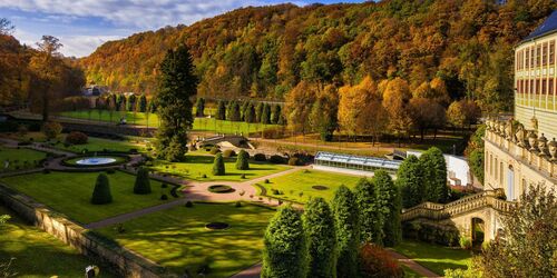 Blick von Schloss Weesenstein auf den Park, Foto: Sylvio Dittrich Herbst, Lizenz: Schlösserland Sachsen