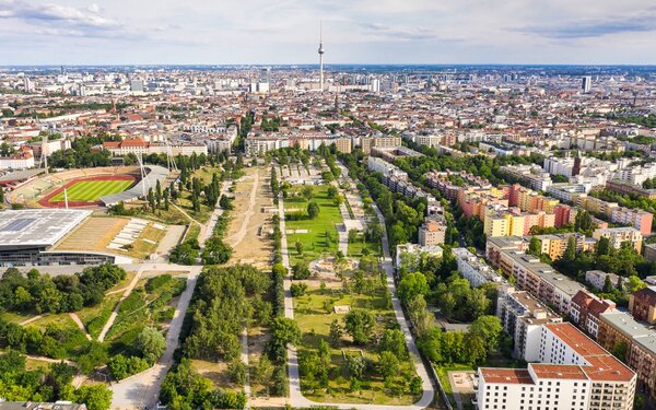 Luftaufnahme Mauerpark, Foto: Manuel Frauendorf, Lizenz: Grün Berlin GmbH